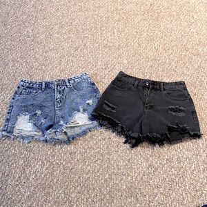 2 pair of SHEIN size small women’s cut off jean shorts. Fits like a M!!